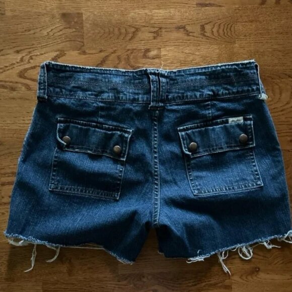 abercrombie kids Jean Shorts Denim Low Rise Stretch Blue Cut Off 16 girls pocket - Picture 2 of 4